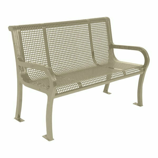 Ultra Site Lexington 4' Beige Perforated Bench with Backrest 51'' x 26 7/8'' x 35 1/2'' 38A954P4BE